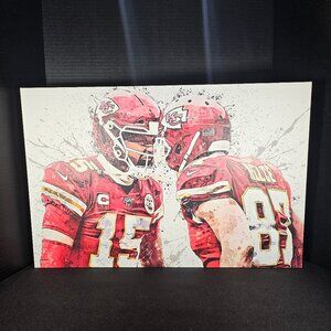 Canvaswrap Artwork, Kansas City Chiefs Patrick Mahomes #15 & Travis Kelce #87